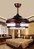 新款中式吊扇灯  LED隐形吊扇灯客厅风扇灯餐厅吊灯木质灯具吊扇