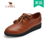 Camel/骆驼女鞋正品2015秋季新款女单鞋真皮系带休闲鞋A153153054
