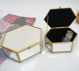 欧式水银镜面玻璃六边首饰盒摆件创意珠宝盒家居装饰品饰物收纳盒