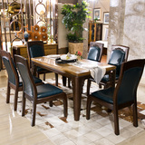 睿驰 高端现代中式全实木复古餐桌椅组合 金丝楠木艺术雕花餐桌