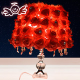 结婚用的台灯红色卧室婚房婚庆用品创意礼物玫瑰花水晶台灯床头灯