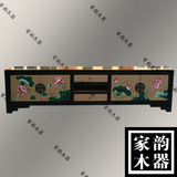现代中式实木手绘电视柜古典彩绘榻榻米炕柜客厅储物柜小户型定制