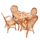 藤椅五件套 方桌3-5件套方台椅子天然植物真藤茶几组合套件