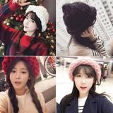 韩国同款春秋冬季手工针织帽编织毛线帽子特粗线帽保暖女士奶嘴帽