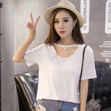 夏季新款短袖T恤女白色韩国bf风宽松圆领打底衫学生半袖纯色百搭