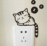 可移除墙贴开关贴 睡觉的猫猫 创意个性客厅卧室家居电器随意贴纸