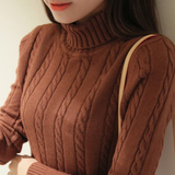 秋冬新款高领毛衣女装针织打底衫上衣中长款长袖套头加厚修身麻花