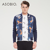 ASOBIO 2015春季新款男装 时尚棒球领趣味印花卫衣开衫3511182369