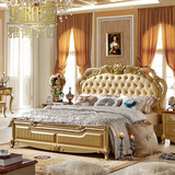 欧式双人床法式奢华公主床卧室橡木实木真皮香槟金新古典婚床