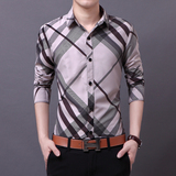 衬衫春季型韩版新品长袖衬衣时尚休闲 格子男士潮流修身青年常规