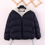 2015冬季新款韩版女装学院风面包服纯色连帽加厚保暖棉衣外套潮