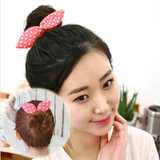 韩国儿童宝宝发饰品 兔耳朵海绵盘发器 儿童丸子头花苞头美发棒