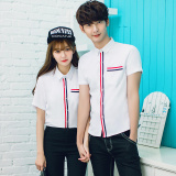 2016夏装新款韩版情侣装男女青年短袖衬衫半袖学生班服衬衣潮上衣
