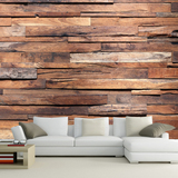 复古立体木头沙发背景仿真木纹墙纸咖啡厅3d壁纸客厅木板壁画装修