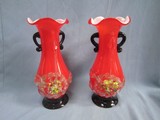70、80年代怀旧收藏品红色老玻璃琉璃花瓶/插花瓶/摆件道具装饰品