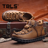 TBLS/汤铂莱斯头层牛皮冬季英伦风手工户外工装靴 潮流时尚男靴