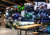 大型汽车墙纸3D4D立体汽车主题酒店餐厅ktv4s店电视背景墙壁画布