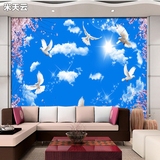 时尚简约3D立体蓝天信鸽大型壁画电视客厅背景无缝墙纸 环保壁纸