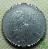 意大利硬币1979年100里拉FAO纪念币28mm 外国硬币钱币外币收藏