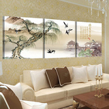 现代装饰画客厅挂画卧室壁画餐厅三联画无框画墙画水墨荷花中国风