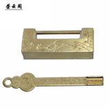 特价中式仿古铜锁手工刻花首饰盒挂锁 箱子锁家具铜锁配件AT-523