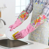 加厚橡胶手套 加绒洗碗手套耐用家务手套防水加长乳胶皮洗衣手套