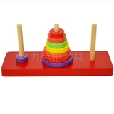 木制8层汉诺塔华容道套柱儿童启益智玩具1-3岁宝宝拼插幼儿叠叠乐