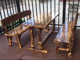 包邮户外碳化防腐木桌椅阳台饭店实木休闲桌椅庭院别墅酒吧桌椅凳