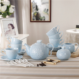 欧式茶具简约骨瓷咖啡具套装15头高档陶瓷咖啡杯碟套装下午茶茶具