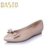 BASTO/百思图2016春季商场同款牛皮简约时尚坡跟女单鞋TS921AQ6