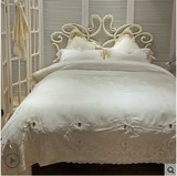 夏季60天丝白色公主花边床单四件套纯棉蕾丝床单结婚庆床上用品