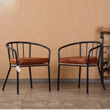 餐椅时尚咖啡厅酒店椅子家用客厅休闲铁艺靠背椅子 美式复古铁艺