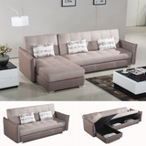 多功能储物实木沙发床简约现代布艺沙发组合小户型折叠沙发可拆洗