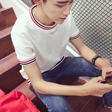 夏季t恤男短袖韩版潮学生简约百搭小清新纯白T恤男生修身圆领体恤