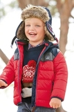 【现货】英国代购NEXT新款 男童宝宝红灰拼色带帽加厚棉服外套