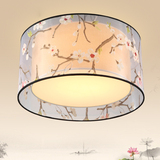 中式吸顶灯卧室灯圆形现代简约布艺亚克力LED中国风新中式灯具