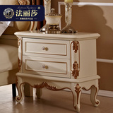 法丽莎家具G8欧式床头柜新古典实木储物柜复古白储物柜烤漆床头柜