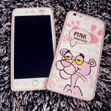 粉色浮雕顽皮豹iphone6 plus前后钢化膜卡通苹果6s防爆膜玻璃彩膜