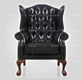 特价美式单人沙发北欧皮艺真皮老虎椅复古高背椅子沙发椅美式沙发
