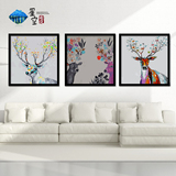 DIY数字油画 风景花卉动漫人物数字画大幅手绘客厅装饰画 鹿三拼