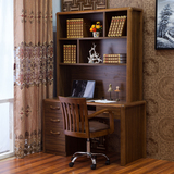 现代简约书桌实木转角带书架书柜台式电脑桌中式家用拐角实木书台
