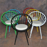 美式现代彩色餐厅椅 时尚简约靠背咖啡酒吧椅 铁艺皮革休闲餐椅子