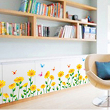 黄色小花踢脚线腰线贴客厅墙纸壁画贴画卧室背景墙可移除自粘墙贴