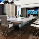 上海办公家具白色烤漆会议桌时尚洽谈桌现代简约长条办公会议桌大
