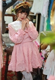 小欧家 限量出售 胭脂粉 蕾丝方领可取下 vintage连衣裙