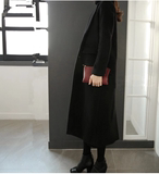 包邮2015冬季新款超长款毛呢外套女大码韩版女装直筒显瘦黑色