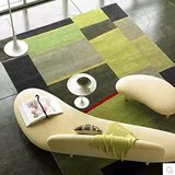 美式手工腈纶地毯沙发客厅茶几地毯卧室床前毯定制绿色条纹现货