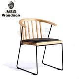 北欧实木咖啡西餐厅椅子美式铁艺餐椅现代设计酒吧椅阳台户外椅