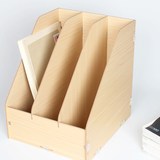 木质办公收纳用品三联文件架资料架创意桌面收纳盒立式书架