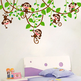 卡通儿童房间墙壁装饰墙贴纸 可爱幼儿园教室布置贴画  小猴攀树
